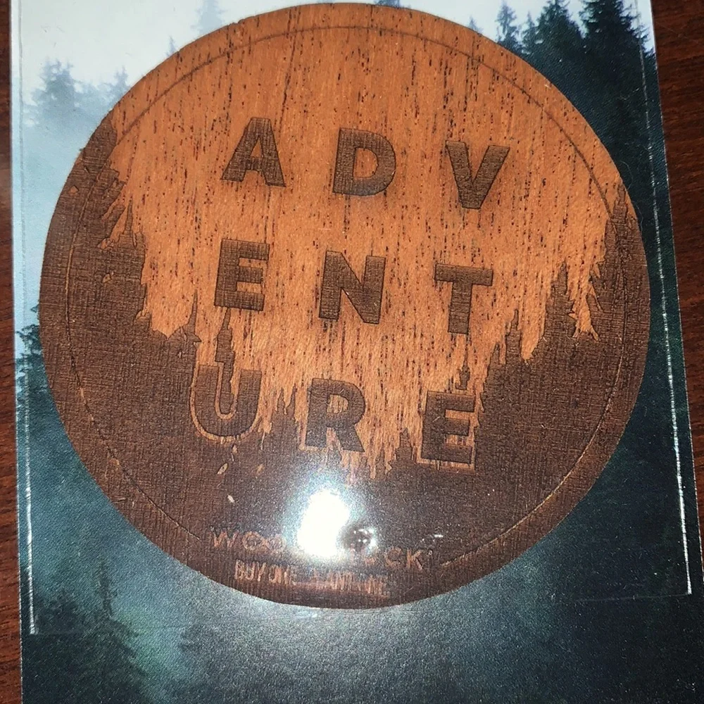 Woodchuck Adventure Wood Round Sticker 2”x2” NWT